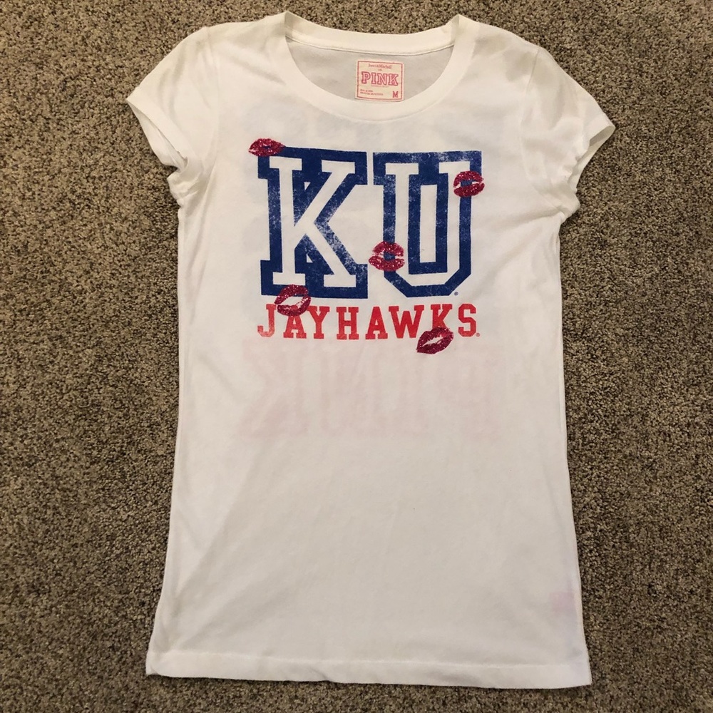 Victoria’s Secret PINK KU Jayhawks Shirt Size Medium